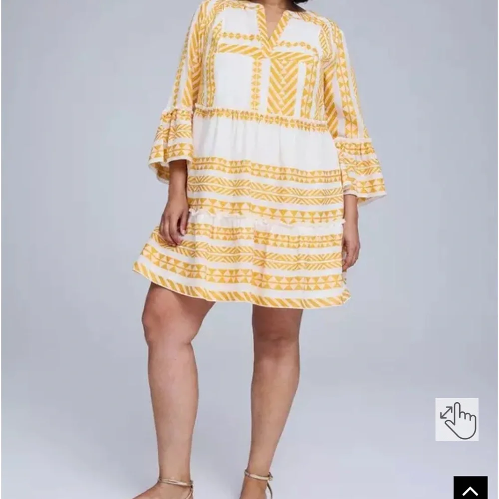 Torrid Belle Isle Size 00- Yellow and White Belle Sleeve Mini Dress - Picture 5 of 10